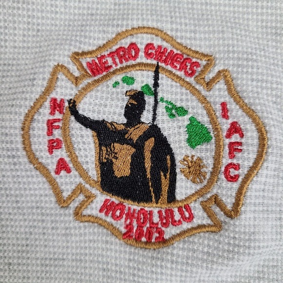 Metro Chiefs Honolulu Polo Shirt Mens XL Gray 2002 Vintage Striped Tri Mountain - Picture 3 of 14